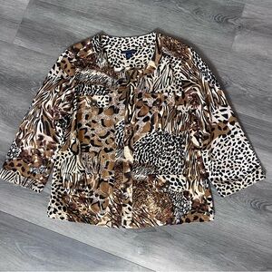 Animal Print Jacket Women’s Zip Up Jacket Size Petite Large Westbound Petites